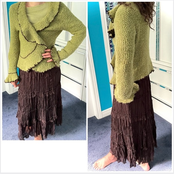 Green Textured Women's Cardigan - Picture 5 of 12